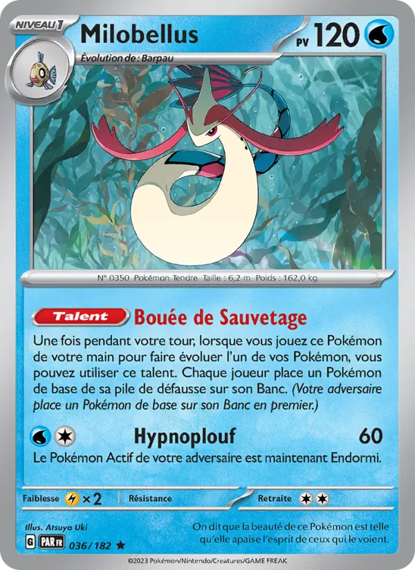 Scan HD carte Pokémon Milobellus 036/182 — Faille Paradoxe