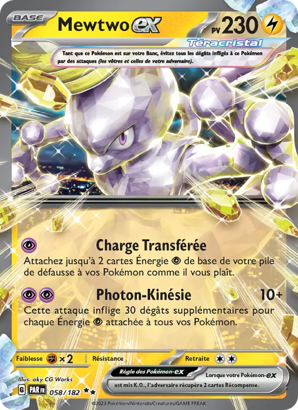 Scan HD carte Pokémon Mewtwo-ex 058/182 — Faille Paradoxe