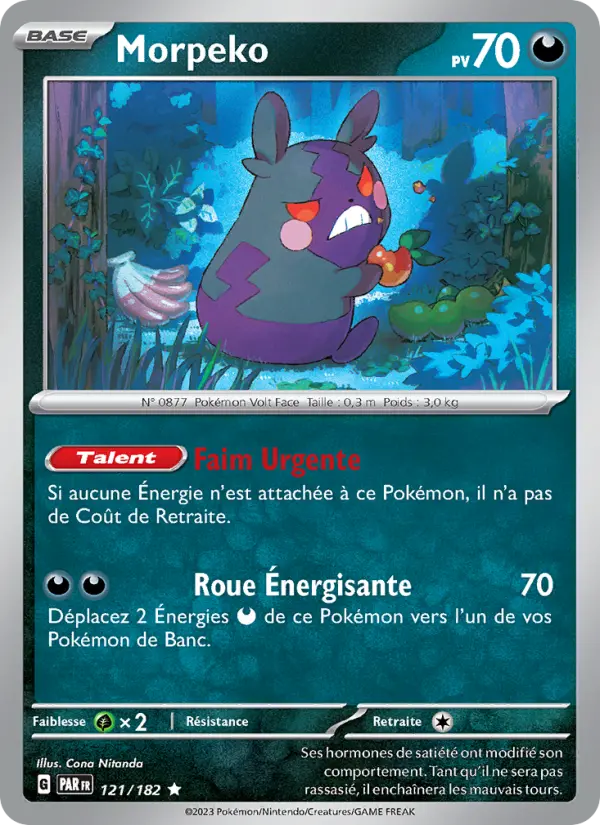 Scan HD carte Pokémon Morpeko 121/182 — Faille Paradoxe