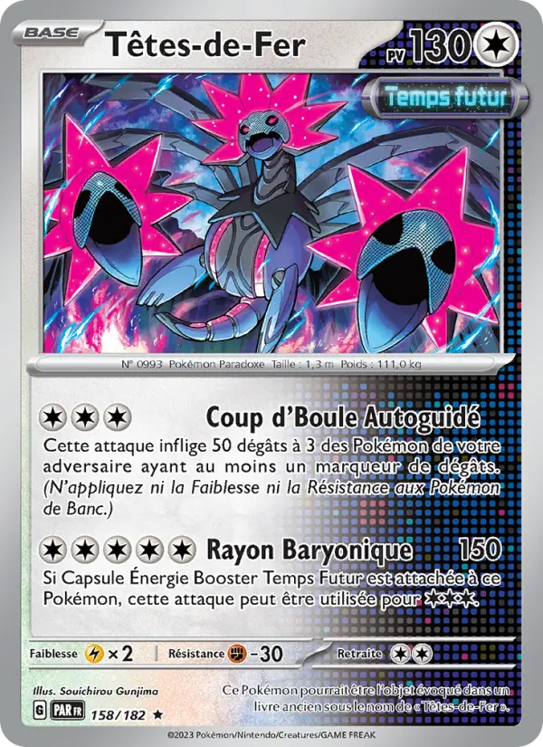 Scan HD carte Pokémon Têtes-de-Fer 158/182 — Faille Paradoxe