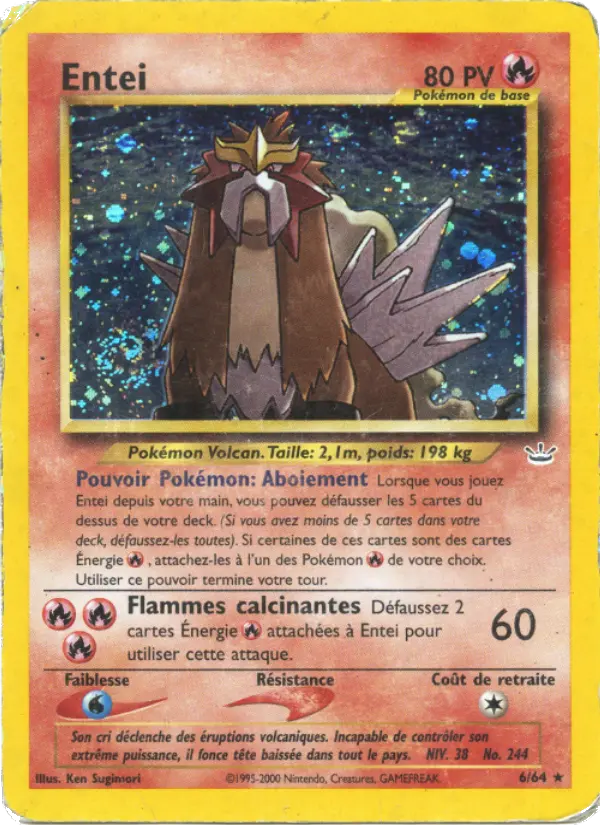 Scan HD carte Pokémon Entei 6/64 — Neo Revelation