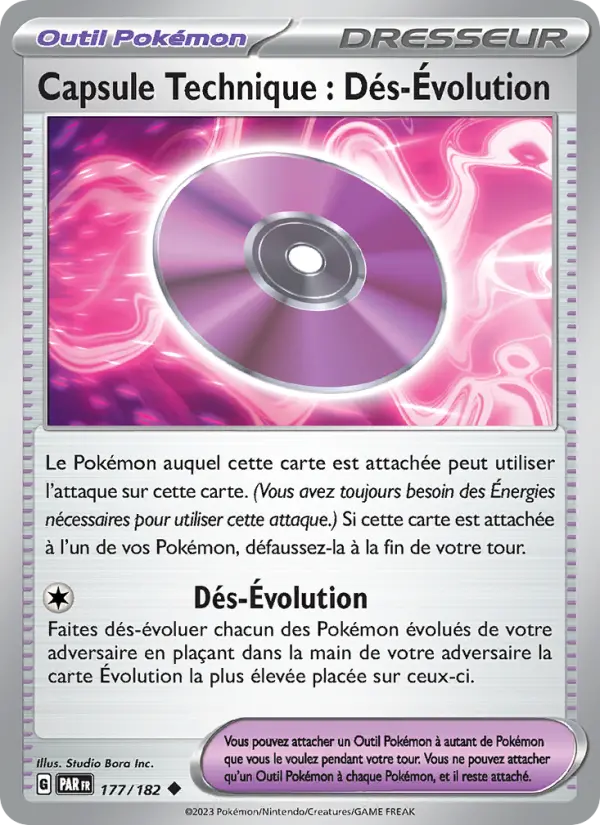 Scan HD carte Pokémon Capsule Technique : Dés-Évolution 177/182 — Faille Paradoxe