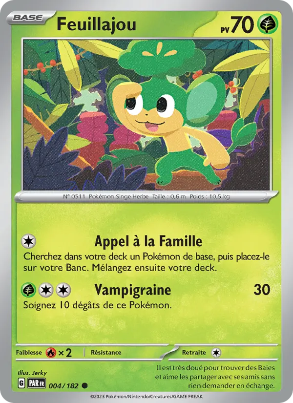 Scan HD carte Pokémon Feuillajou 004/182 — Faille Paradoxe