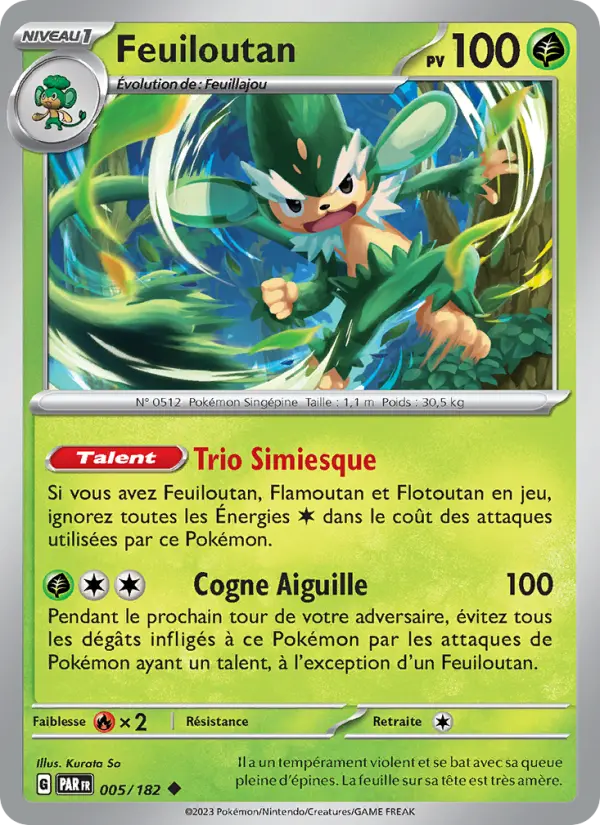 Scan HD carte Pokémon Feuiloutan 005/182 — Faille Paradoxe