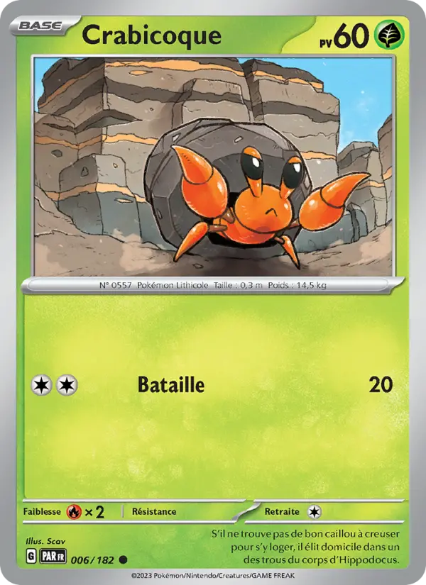 Scan HD carte Pokémon Crabicoque 006/182 — Faille Paradoxe