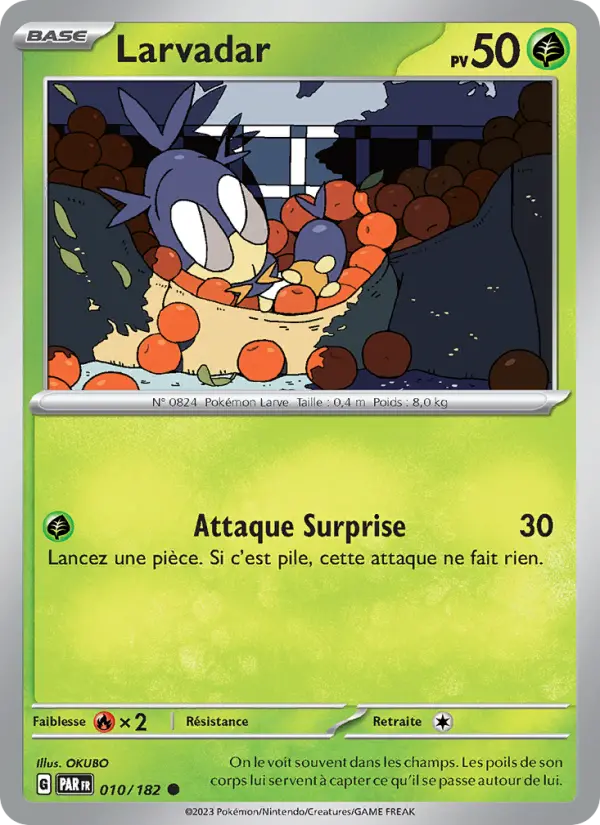 Scan HD carte Pokémon Larvadar 010/182 — Faille Paradoxe