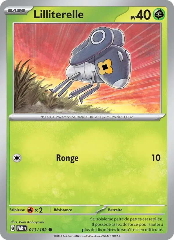 Scan HD carte Pokémon Lilliterelle 013/182 — Faille Paradoxe