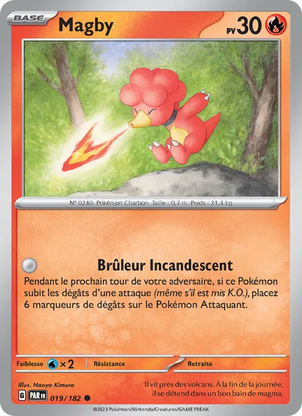 Scan HD carte Pokémon Magby 019/182 — Faille Paradoxe