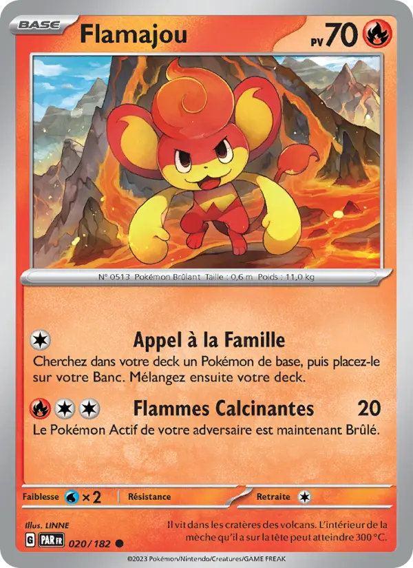 Scan HD carte Pokémon Flamajou 020/182 — Faille Paradoxe