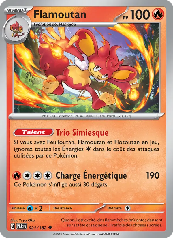 Scan HD carte Pokémon Flamoutan 021/182 — Faille Paradoxe