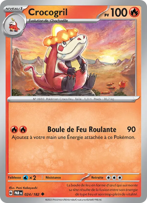 Scan HD carte Pokémon Crocogril 024/182 — Faille Paradoxe