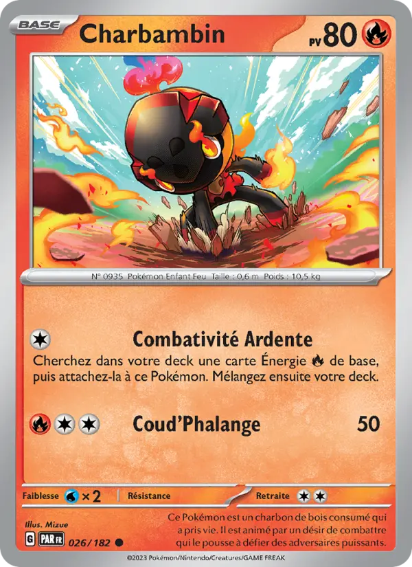 Scan HD carte Pokémon Charbambin 026/182 — Faille Paradoxe
