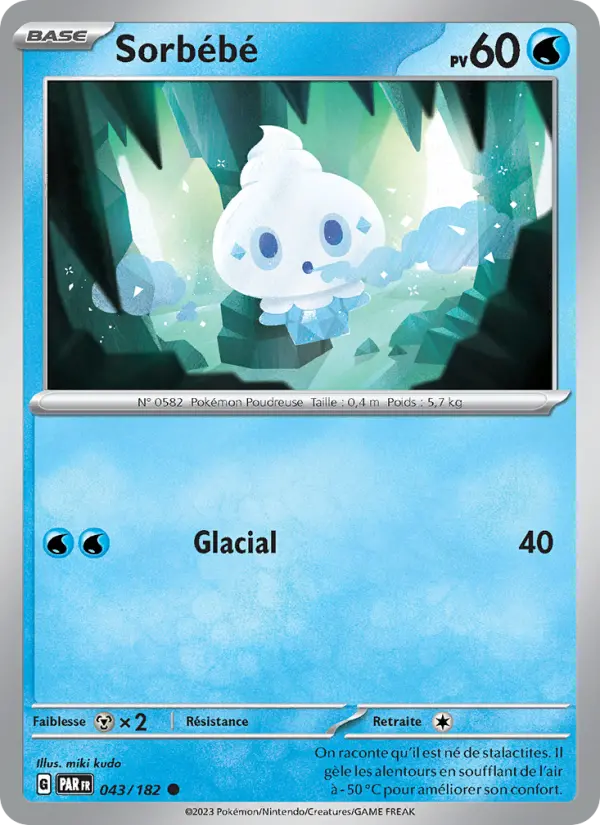 Scan HD carte Pokémon Sorbébé 043/182 — Faille Paradoxe
