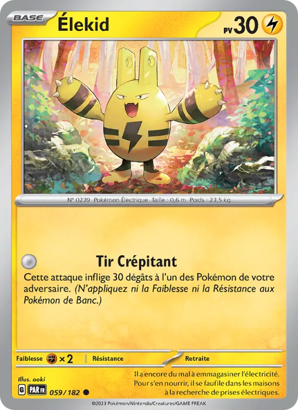 Scan HD carte Pokémon Élekid 059/182 — Faille Paradoxe