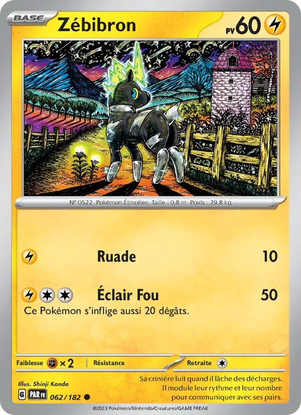 Scan HD carte Pokémon Zébibron 062/182 — Faille Paradoxe