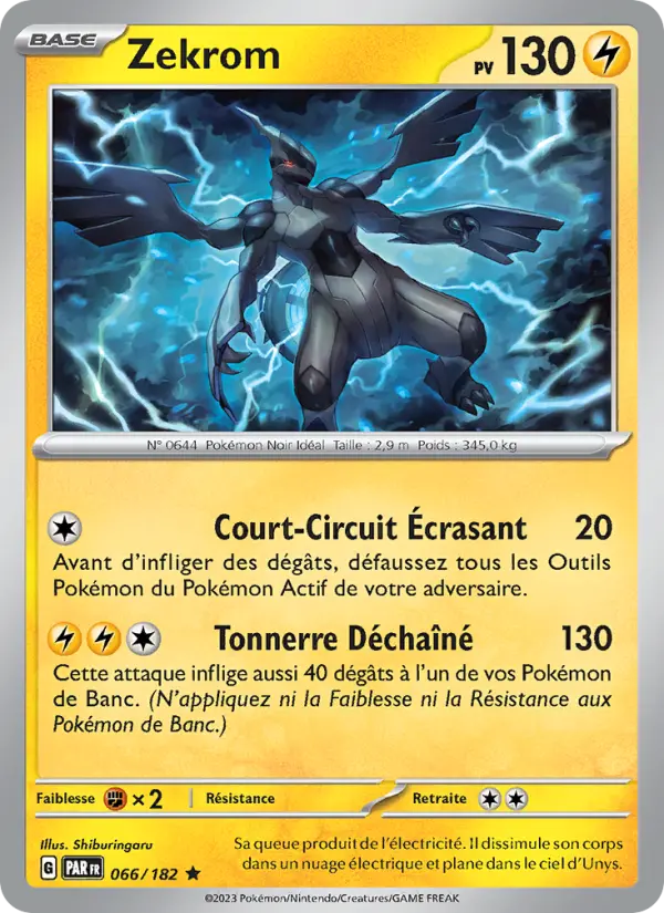 Scan HD carte Pokémon Zekrom 066/182 — Faille Paradoxe