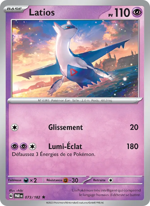 Scan HD carte Pokémon Latios 073/182 — Faille Paradoxe