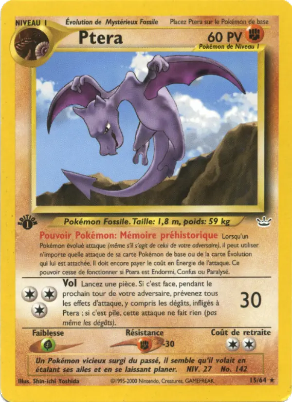 Scan HD carte Pokémon Ptera 15/64 — Neo Revelation