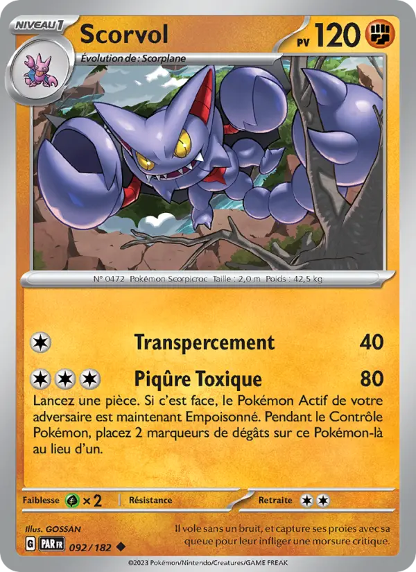 Scan HD carte Pokémon Scorvol 092/182 — Faille Paradoxe