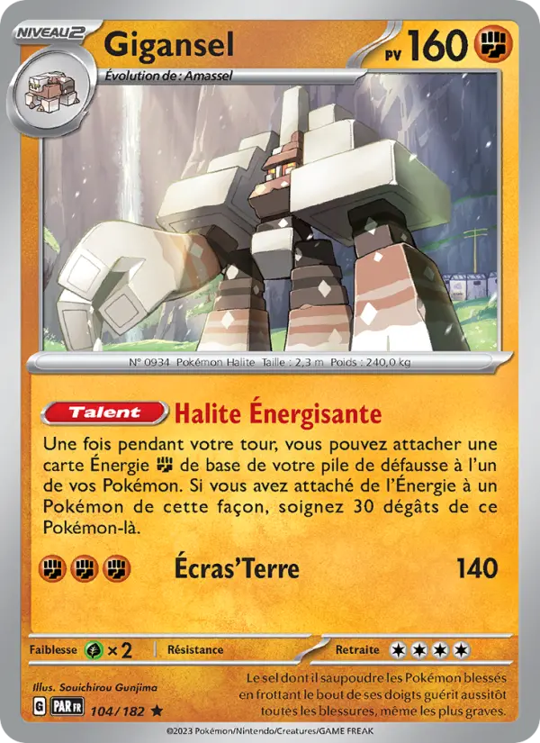 Scan HD carte Pokémon Gigansel 104/182 — Faille Paradoxe