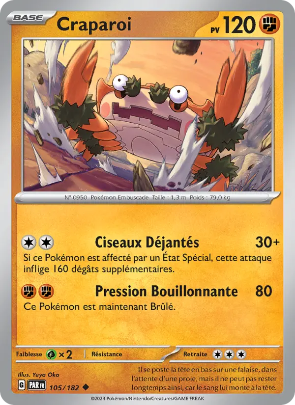 Scan HD carte Pokémon Craparoi 105/182 — Faille Paradoxe