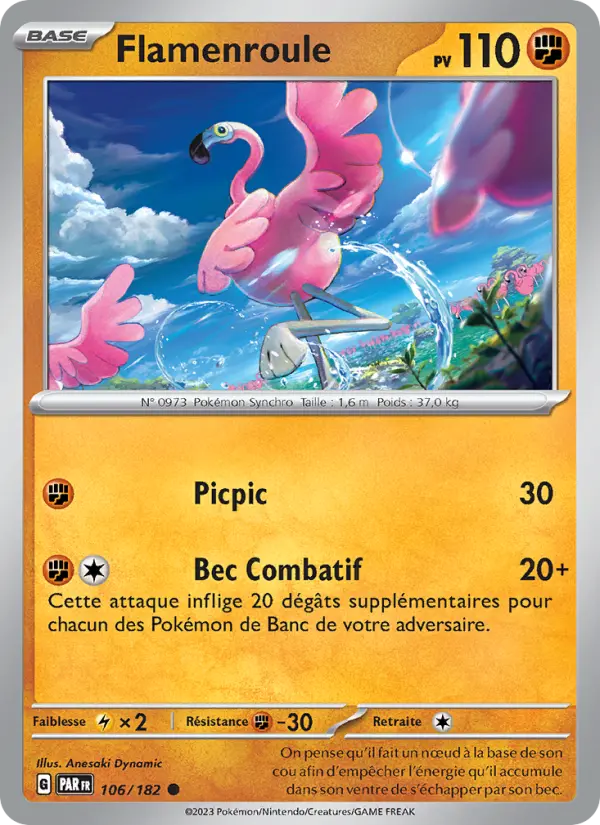 Scan HD carte Pokémon Flamenroule 106/182 — Faille Paradoxe