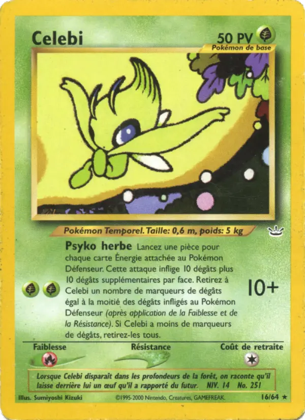 Scan HD carte Pokémon Celebi 16/64 — Neo Revelation