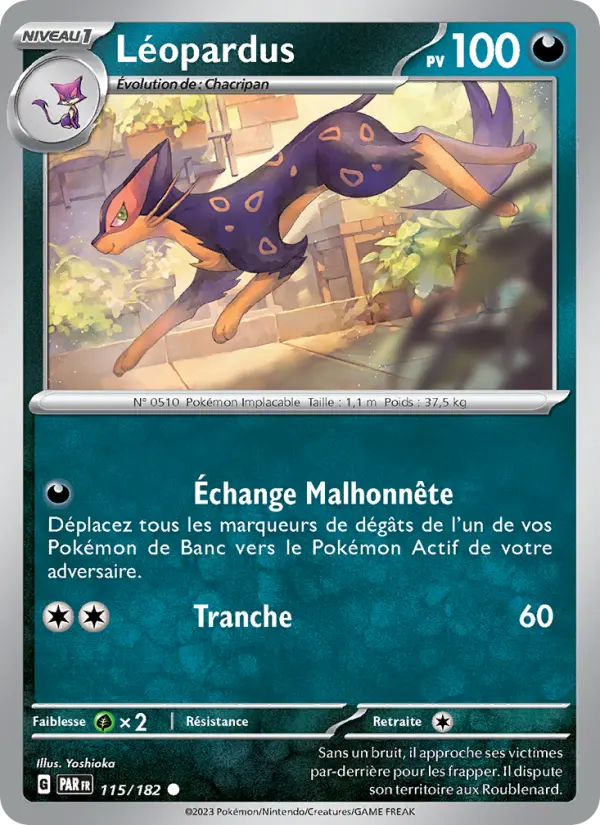 Scan HD carte Pokémon Léopardus 115/182 — Faille Paradoxe