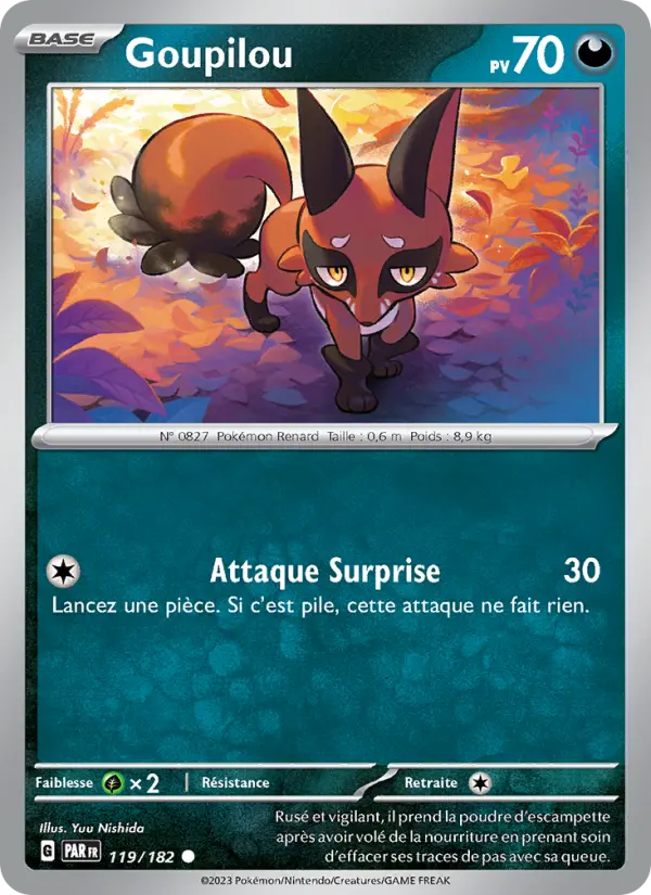 Scan HD carte Pokémon Goupilou 119/182 — Faille Paradoxe