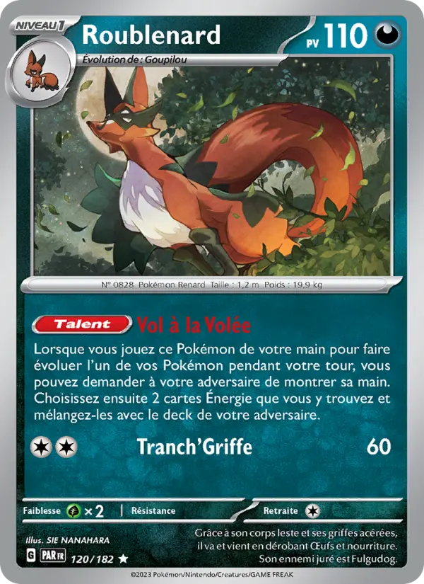 Scan HD carte Pokémon Roublenard 120/182 — Faille Paradoxe