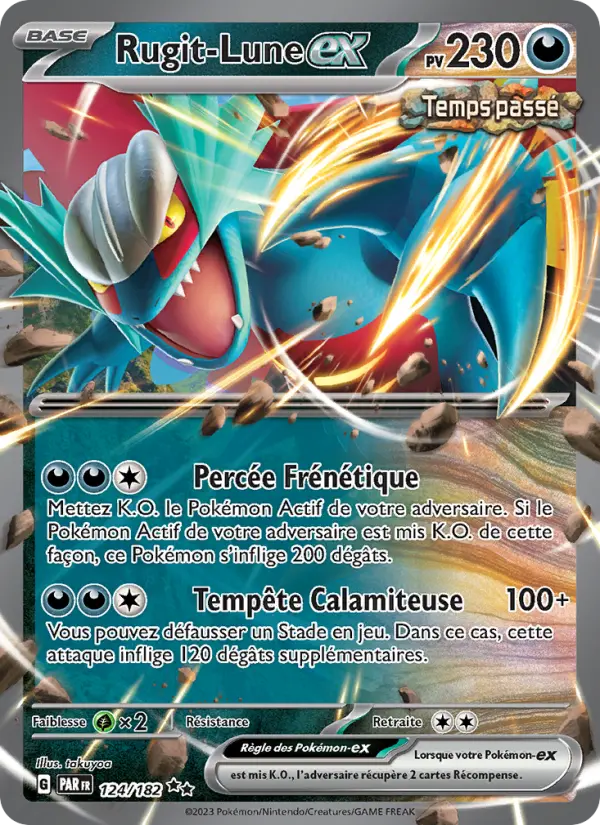 Scan HD carte Pokémon Rugit-Lune-ex 124/182 — Faille Paradoxe