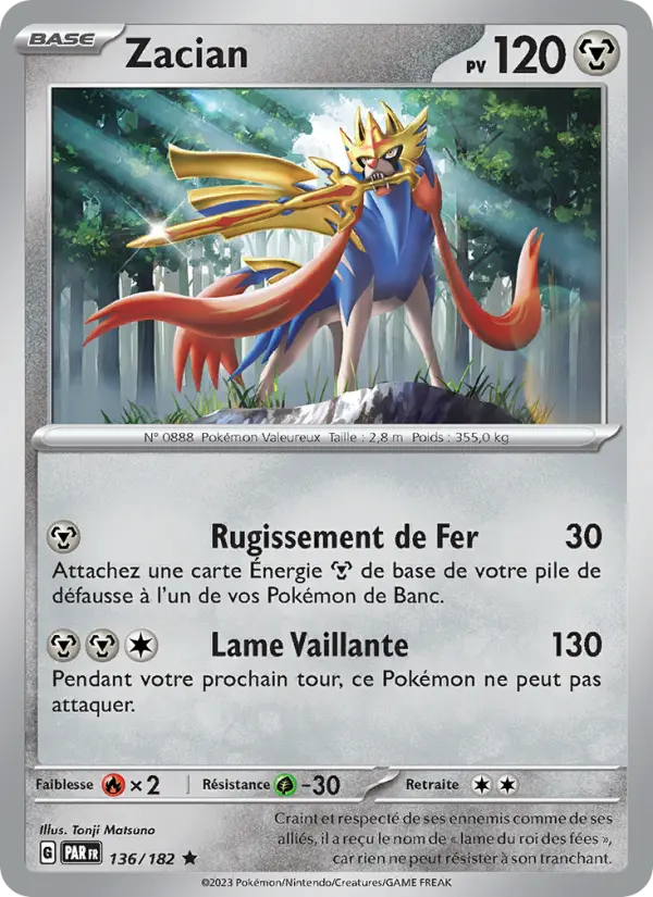 Scan HD carte Pokémon Zacian 136/182 — Faille Paradoxe