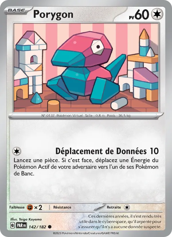 Scan HD carte Pokémon Porygon 142/182 — Faille Paradoxe