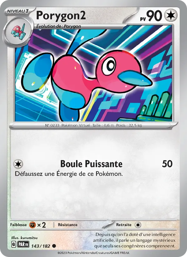 Scan HD carte Pokémon Porygon2 143/182 — Faille Paradoxe