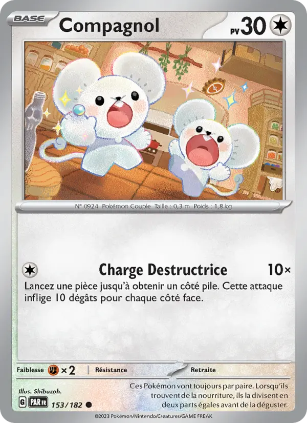 Scan HD carte Pokémon Compagnol 153/182 — Faille Paradoxe