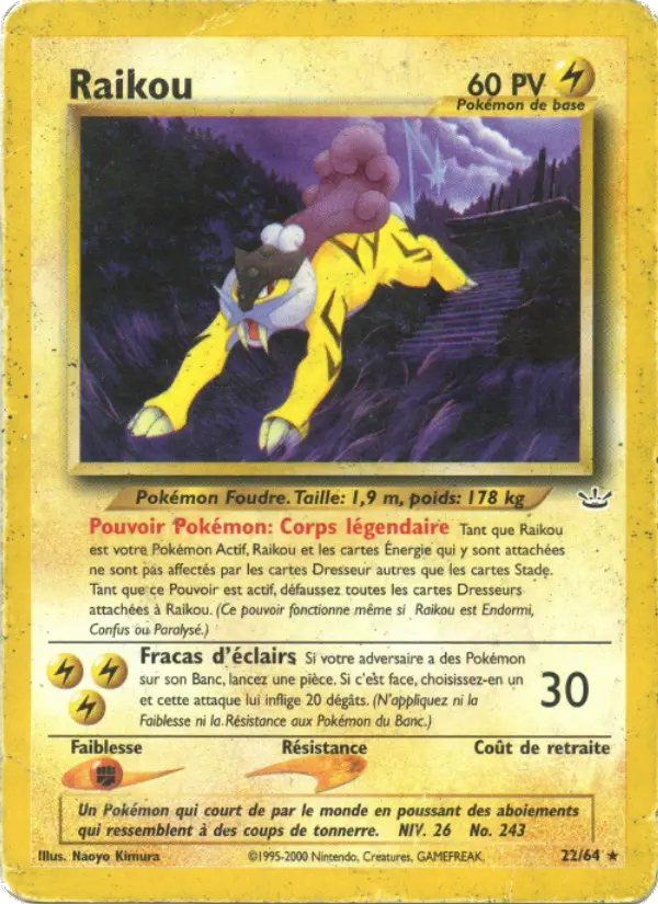 Scan HD carte Pokémon Raikou 22/64 — Neo Revelation