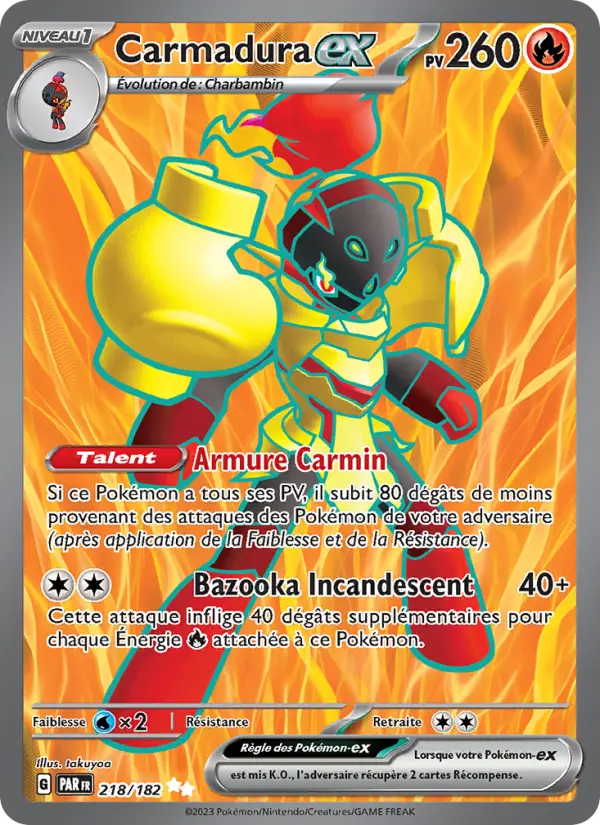 Scan HD carte Pokémon Carmadura-ex 218/182 — Faille Paradoxe