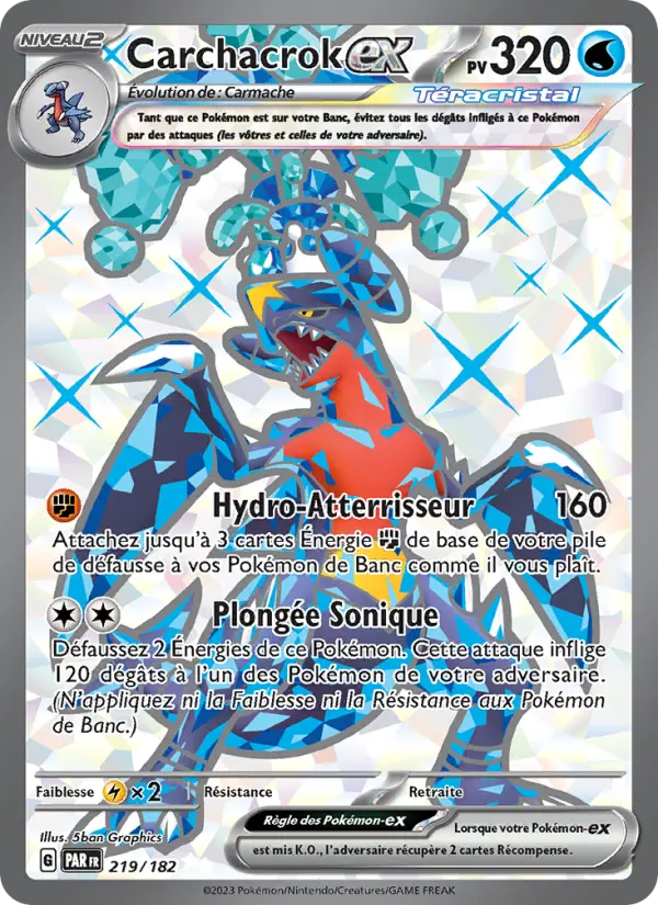 Scan HD carte Pokémon Carchacrok-ex 219/182 — Faille Paradoxe