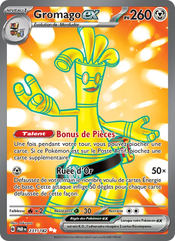 Scan HD carte Pokémon Gromago-ex 231/182 — Faille Paradoxe