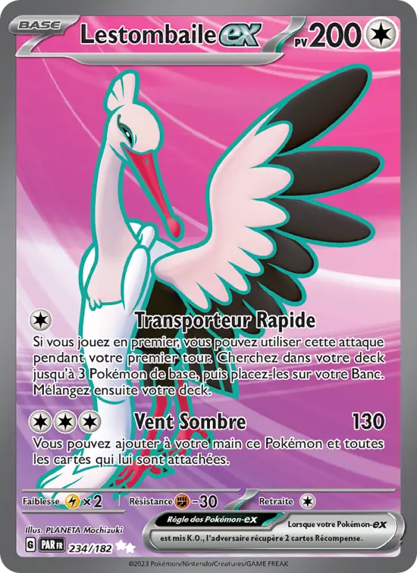 Scan HD carte Pokémon Lestombaile-ex 234/182 — Faille Paradoxe