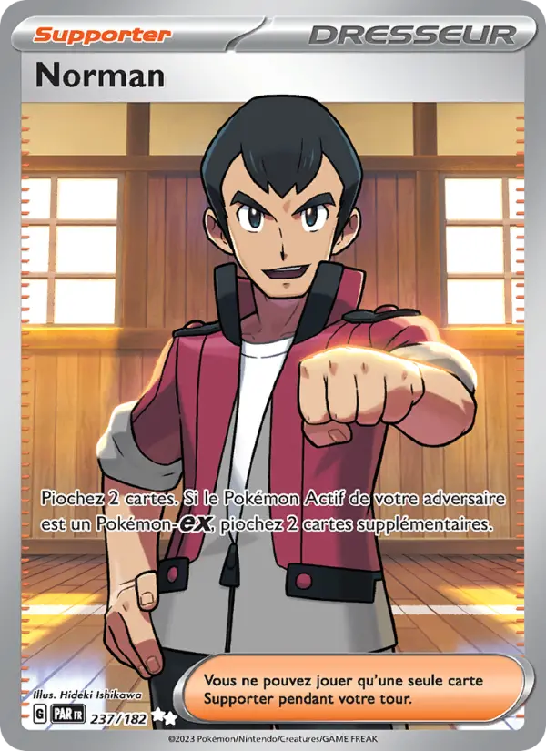 Scan HD carte Pokémon Norman 237/182 — Faille Paradoxe