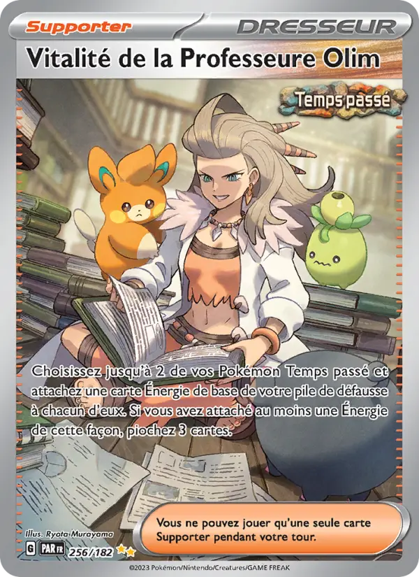 Scan HD carte Pokémon Vitalité de la Professeure Olim 256/182 — Faille Paradoxe