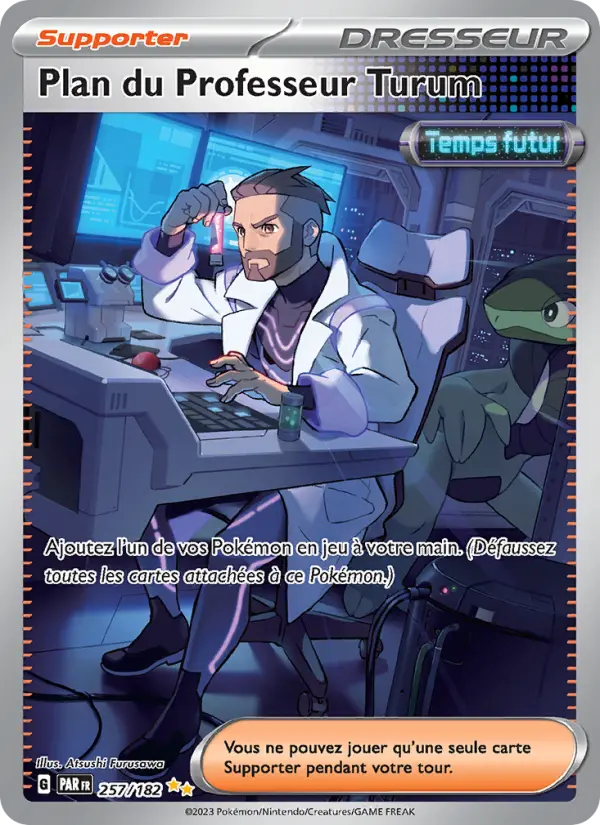 Scan HD carte Pokémon Plan du Professeur Turum 257/182 — Faille Paradoxe