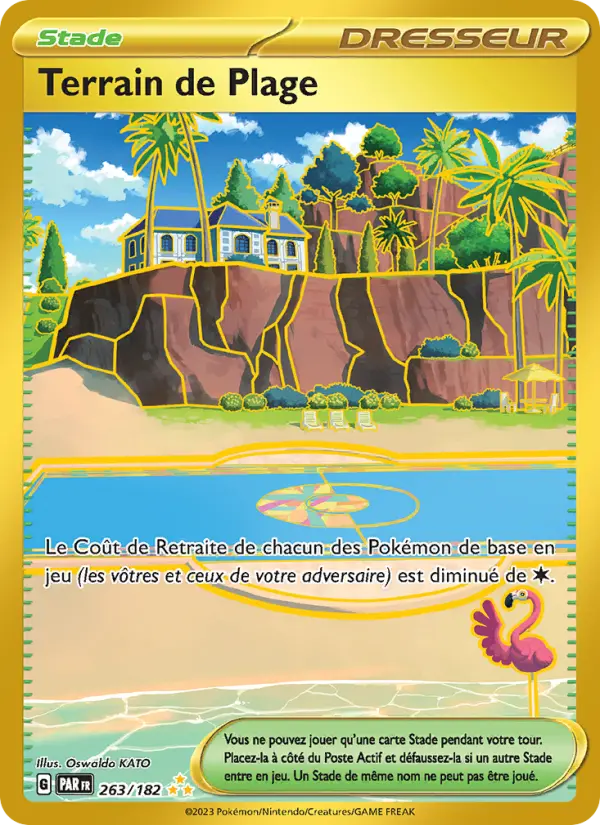Scan HD carte Pokémon Terrain de Plage 263/182 — Faille Paradoxe