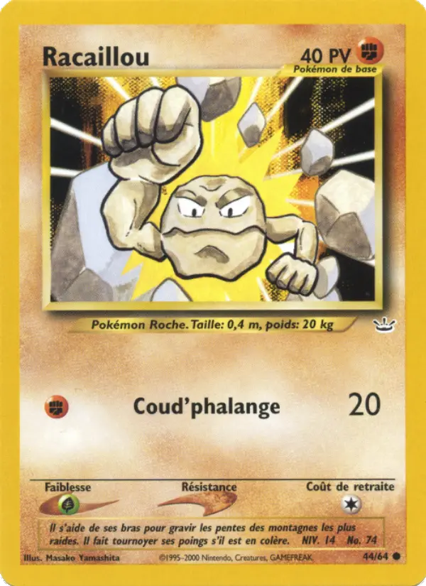 Scan HD carte Pokémon Racaillou 44/64 — Neo Revelation