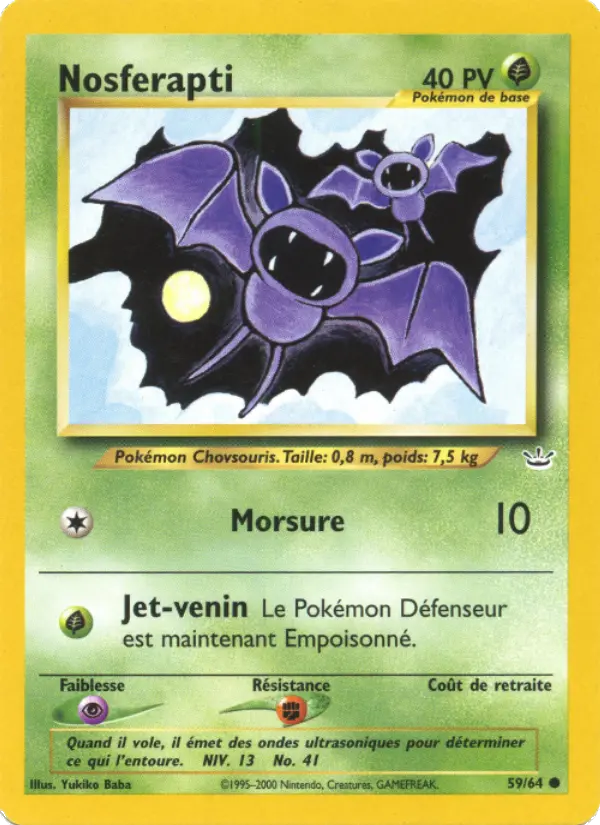 Scan HD carte Pokémon Nosferapti 59/64 — Neo Revelation