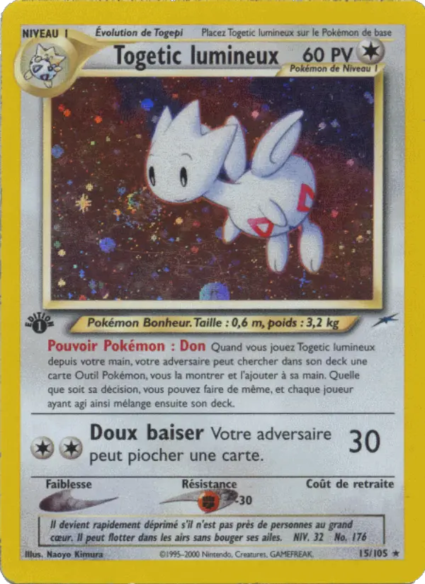 Scan HD carte Pokémon Togetic lumineux 15/105 — Neo Destiny