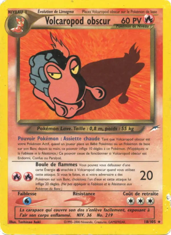 Scan HD carte Pokémon Volcaropod obscur 18/105 — Neo Destiny