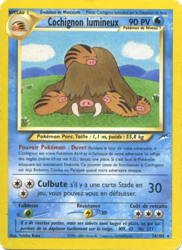 Scan HD carte Pokémon Cochignon lumineux 26/105 — Neo Destiny