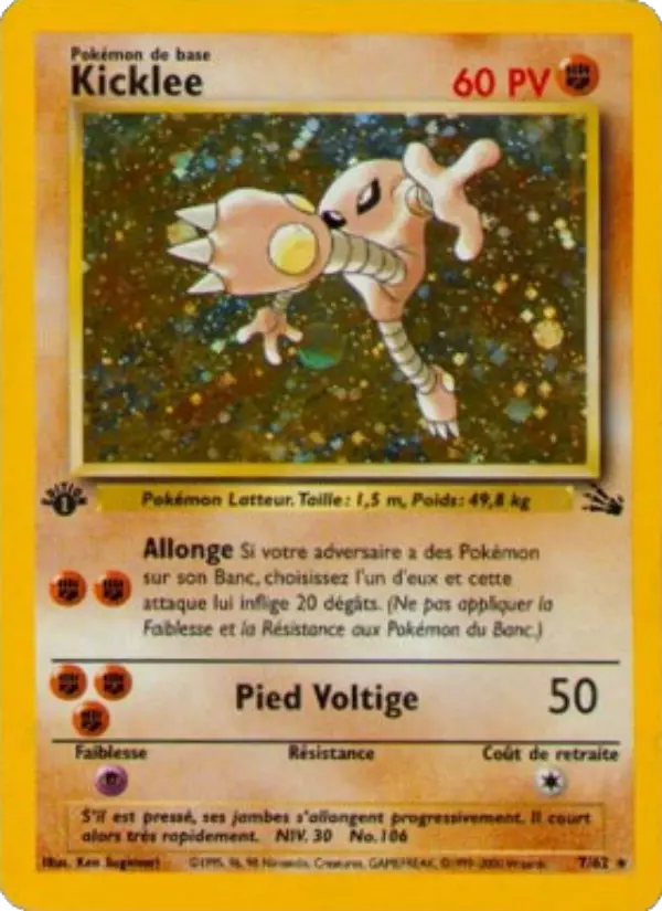 Scan HD carte Pokémon Kicklee 7/62 — Fossile